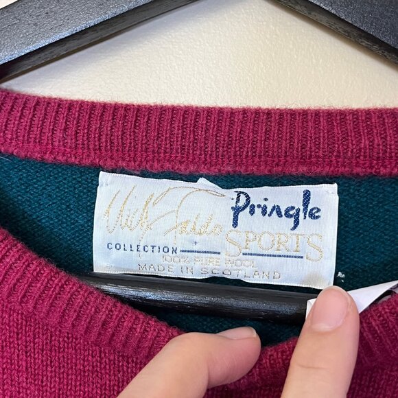 Pringle of Scotland Nick Faldo Wool Golf Sweater - Men's Size M - Green Red - Picture 5 of 11